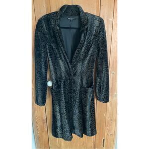 Vintage Betsey Johnson faux fur shearling leopard print midi coat